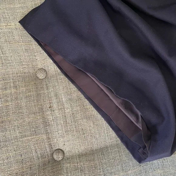 Vintage 1990s Karl Lagerfeld Collection Navy Wool Midi Shirtdress Women Size 42 - Picture 14 of 14